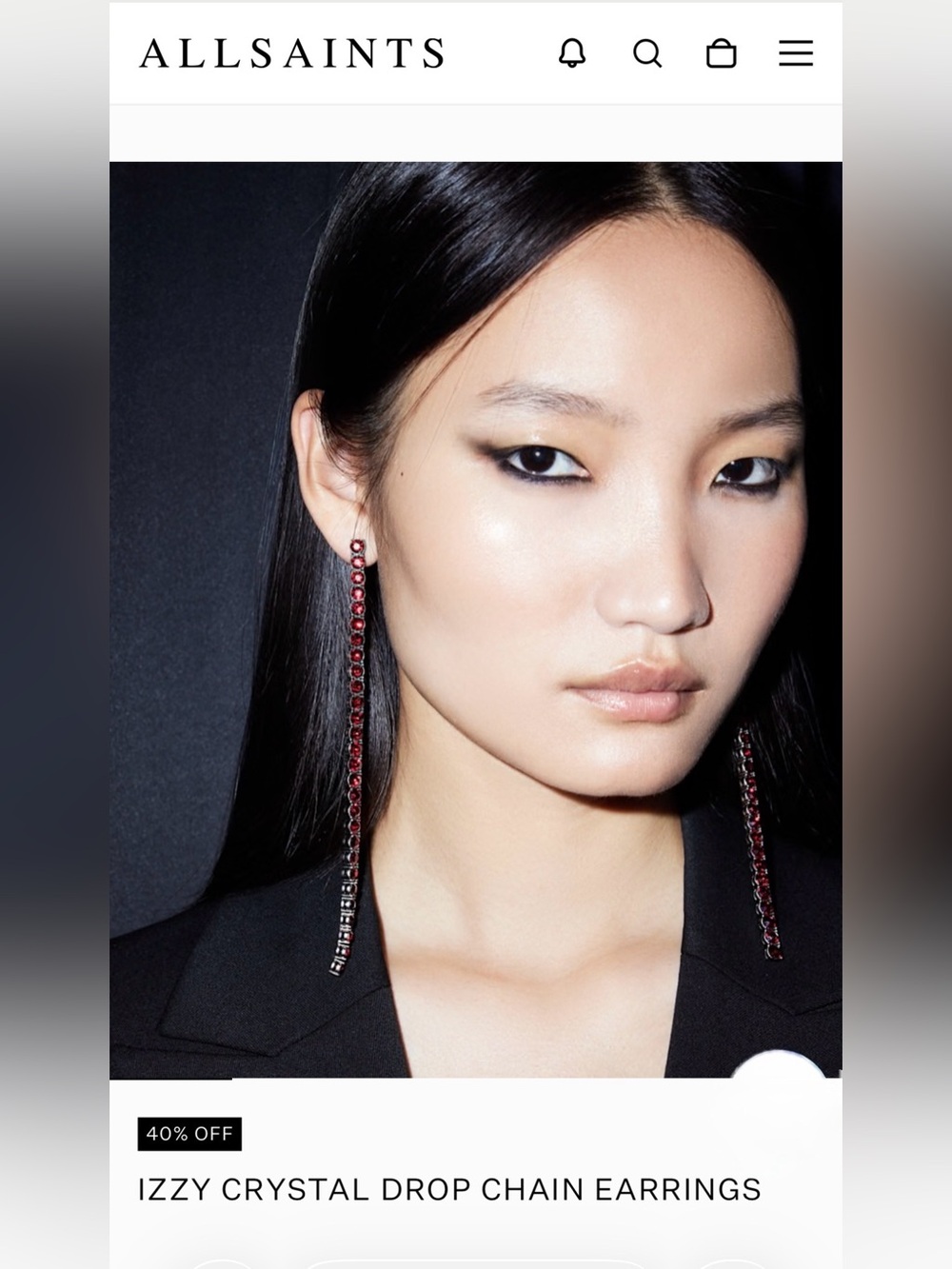 ALLSAINTS Izzy Crystal Dropchain Earrings (red) - never worn